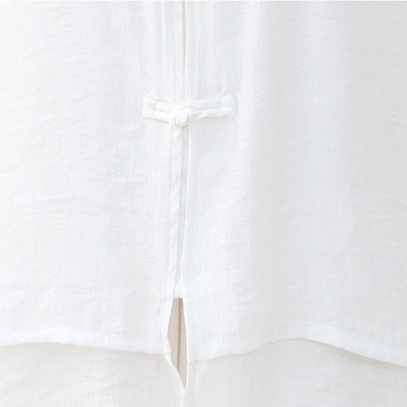 2Pcs Simple Chinese Frog Button Design Top Pants Meditation Yoga Zen Tai Chi Cotton Clothing Women's Set