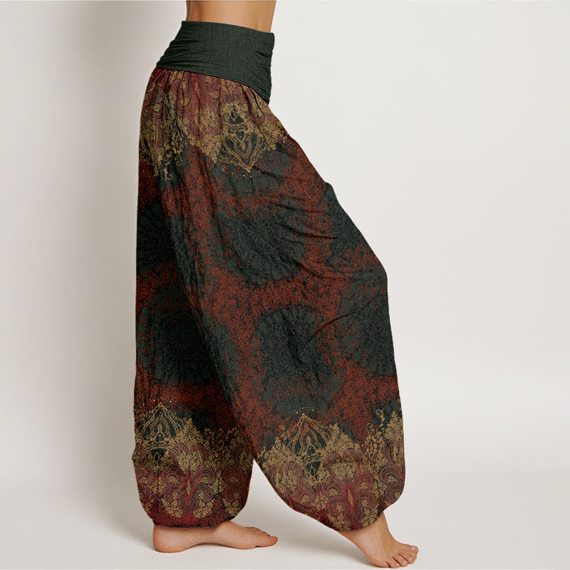 Casual Lycoris Radiata Mandala Pattern Women's Elastic Waist Harem Pants