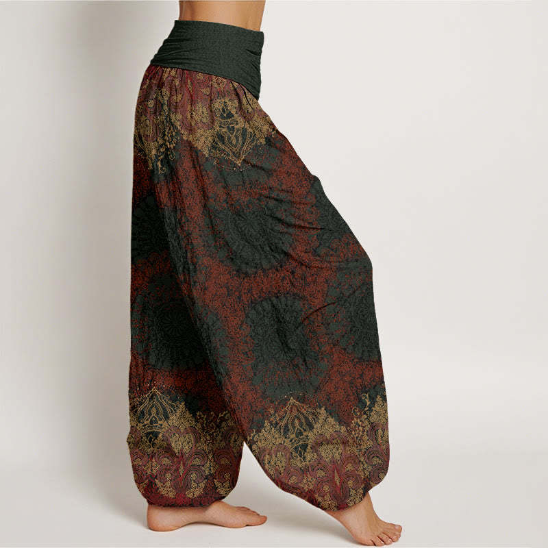 Casual Lycoris Radiata Mandala Pattern Women's Elastic Waist Harem Pants