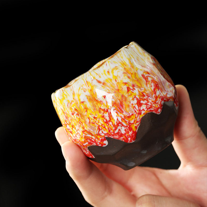 Orange Red Green Yellow Ceramic Teacup Kung Fu Tea Cup