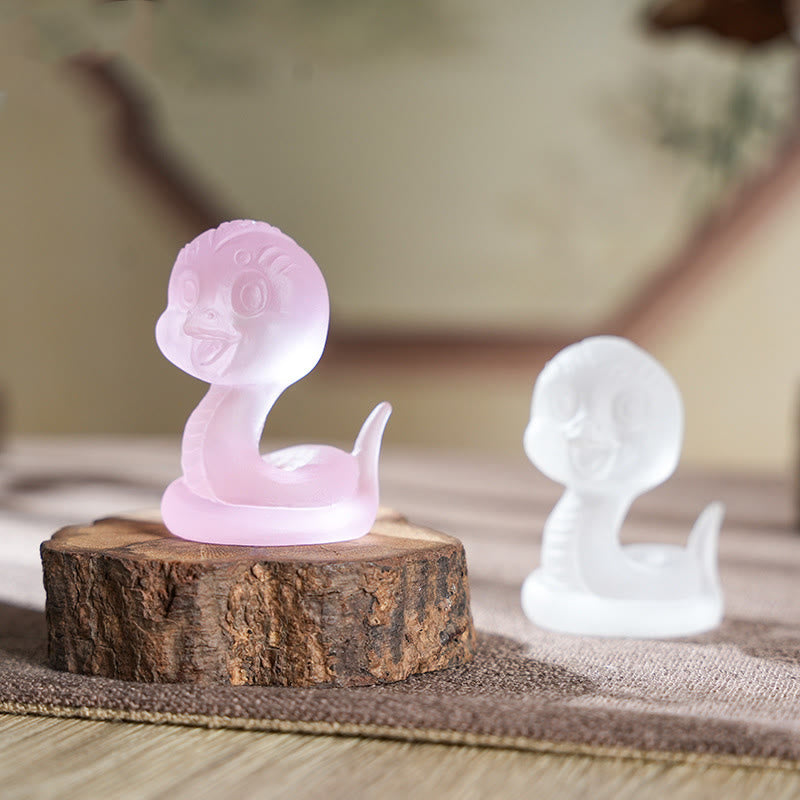 Small Cute Year Of The Snake Liuli Art Piece Home Decoration