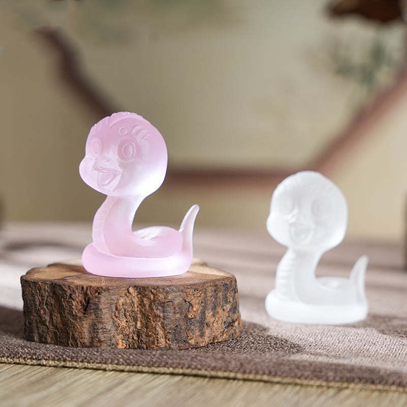 Small Cute Year Of The Snake Liuli Art Piece Home Decoration