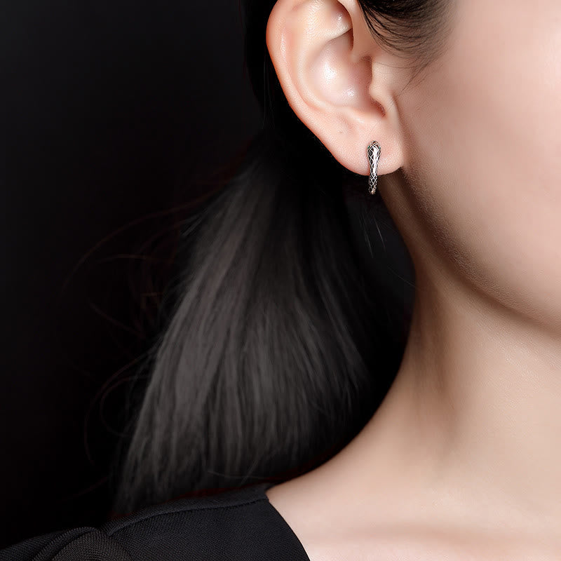925 Sterling Silver Green-eyed Snake Shape Year Of The Snake Harmony Earrings