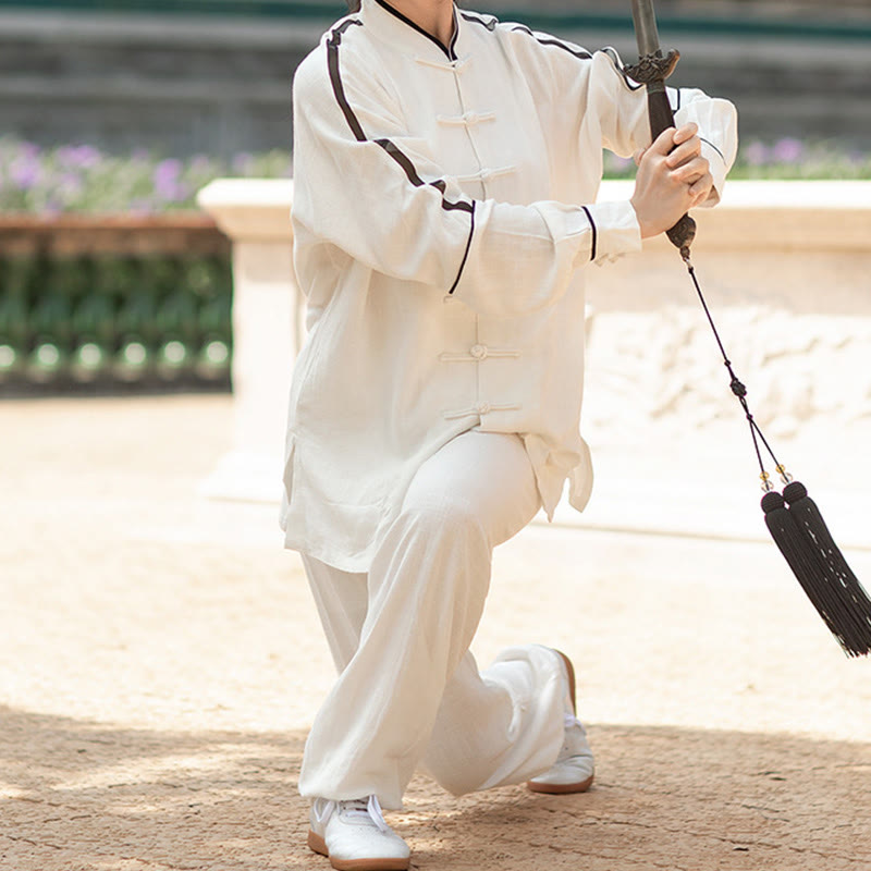 Solid Color Cotton Linen Meditation Prayer Spiritual Zen Tai Chi Qigong Practice Unisex Clothing Set