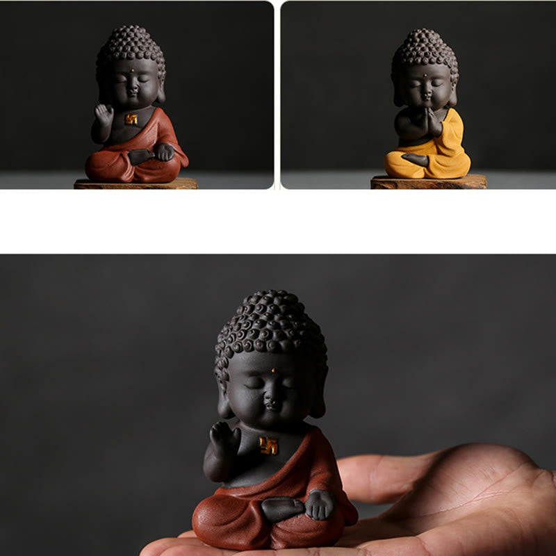Small mystic zen Serenity Purple Clay Home Desk Decoration