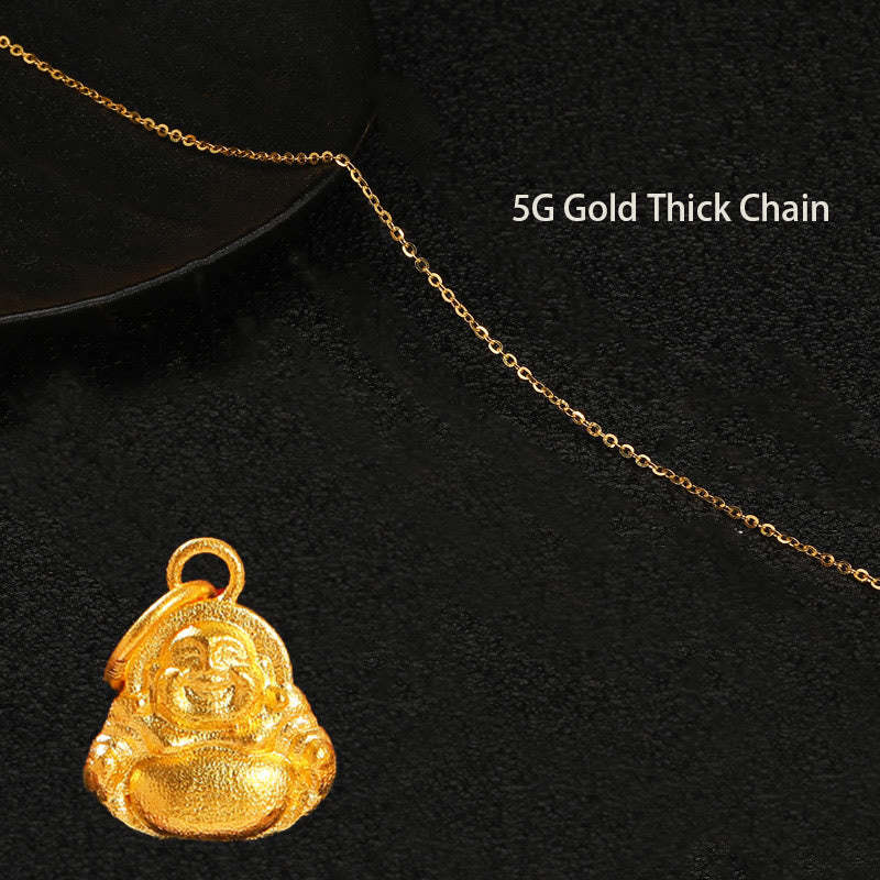 999 Gold Mini Laughing mystic zen Luck Wealth Necklace Pendant