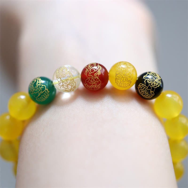 Five Elements God of Wealth Various Agate Crystal Wealth Bracelet