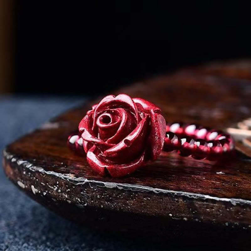 Cinnabar Rose Garnet Beads Concentration Ring