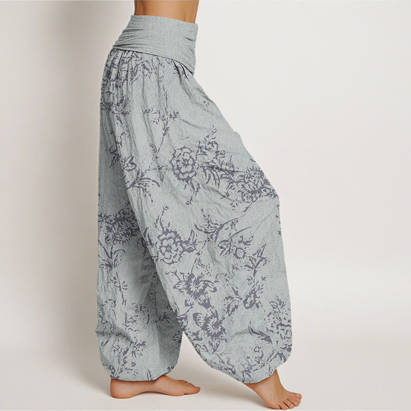 Flowers Pattern Women's Elastic Waist Harem Pants