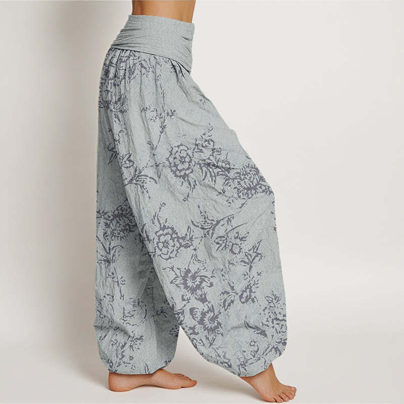 Flowers Pattern Women's Elastic Waist Harem Pants