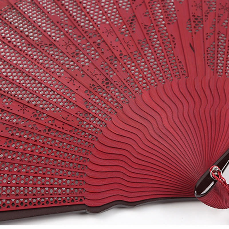Retro Bamboo Hollow Engraving Handheld Bamboo Folding Fan