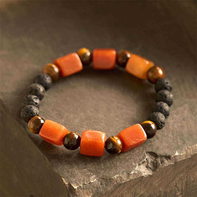 Various Crystals Cube Amethyst Lava Rock Support Bracelet