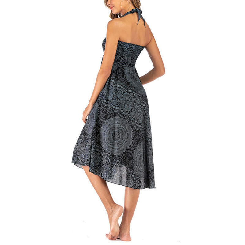 Two Style Wear Boho Compass Rose Flower Skirt Dress