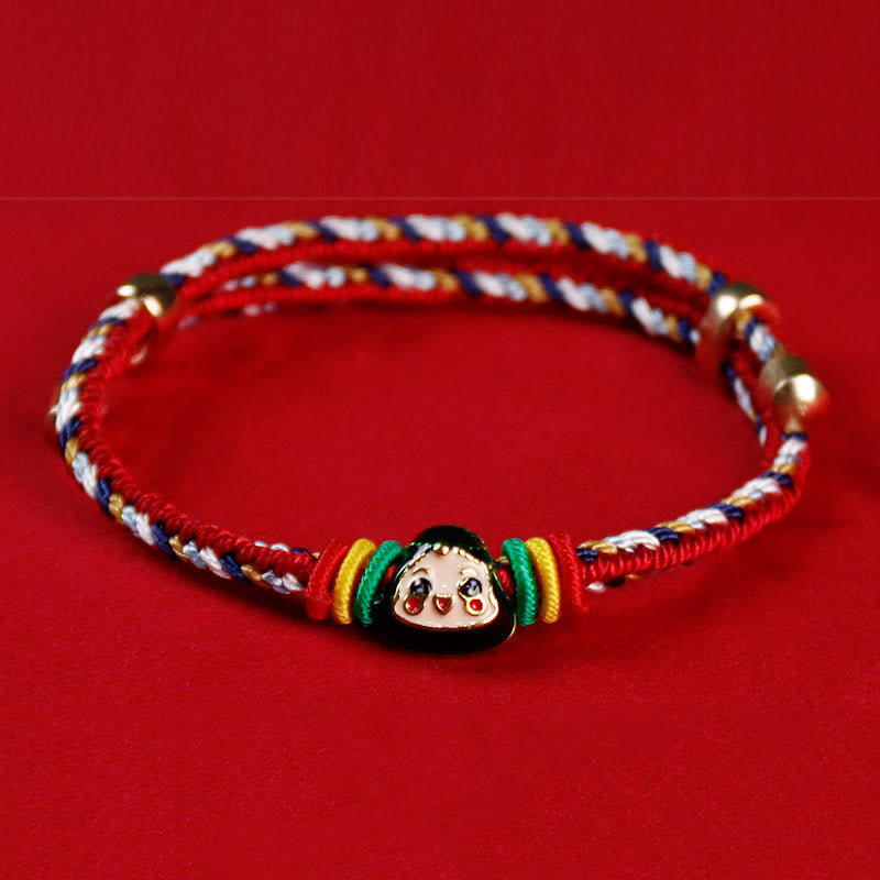 Colorful Rope Zongzi Pattern Fu Character Luck Handmade Bracelet