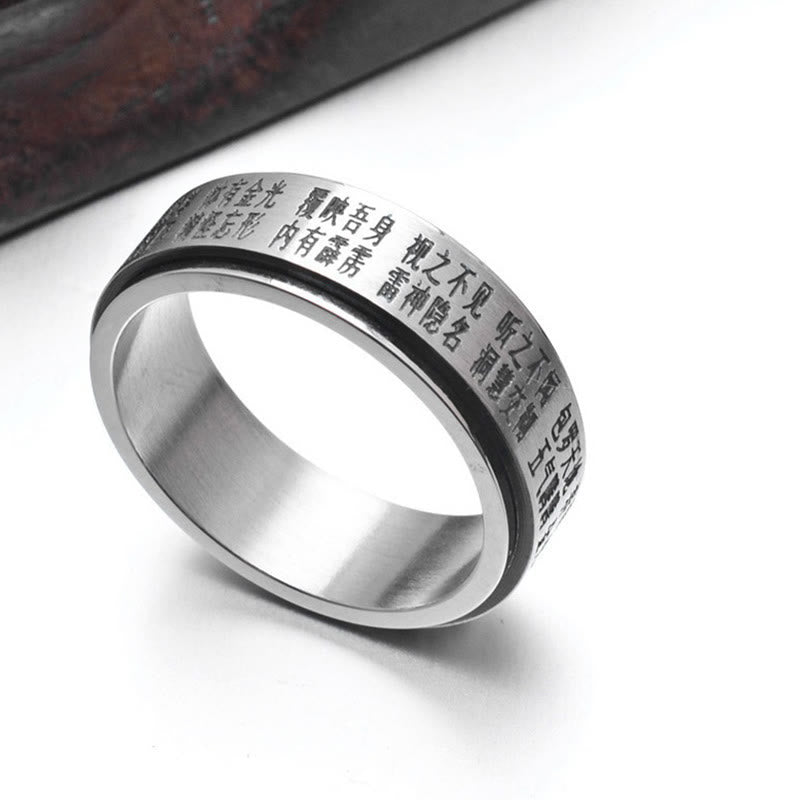 Bagua Yin Yang Chinese Characters Titanium Steel Balance Rotatable Ring