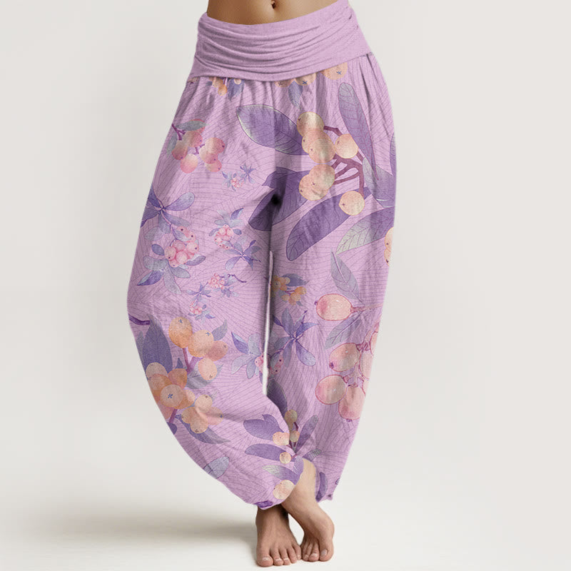 Casual Loquat Pattern Women's Elastic Waist Harem Pants
