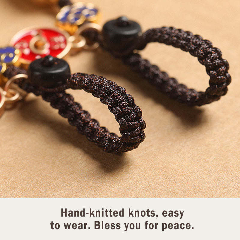 Ebony Wood Lucky Cat Auspicious Cloud Peace Key Chain Phone Hanging Decoration
