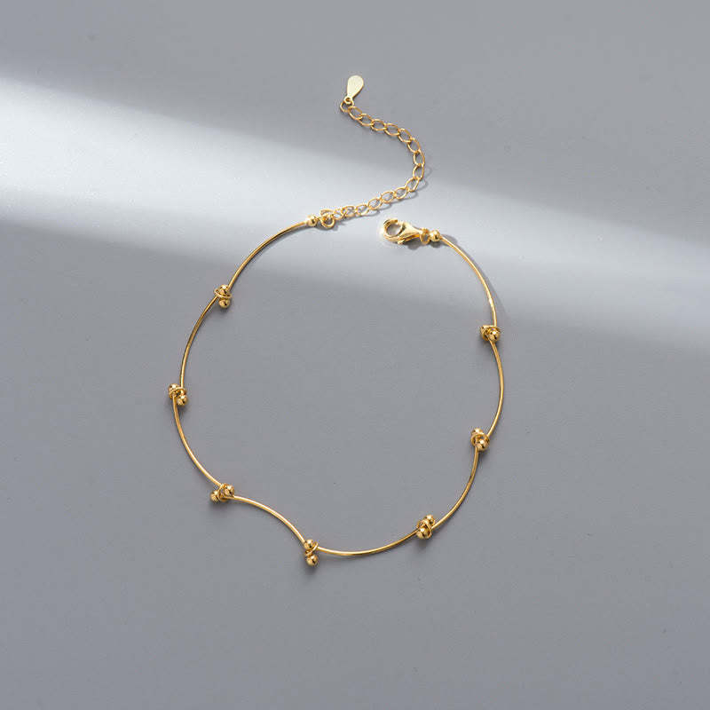 925 Sterling Silver Simple Wave Shape Protection Anklet