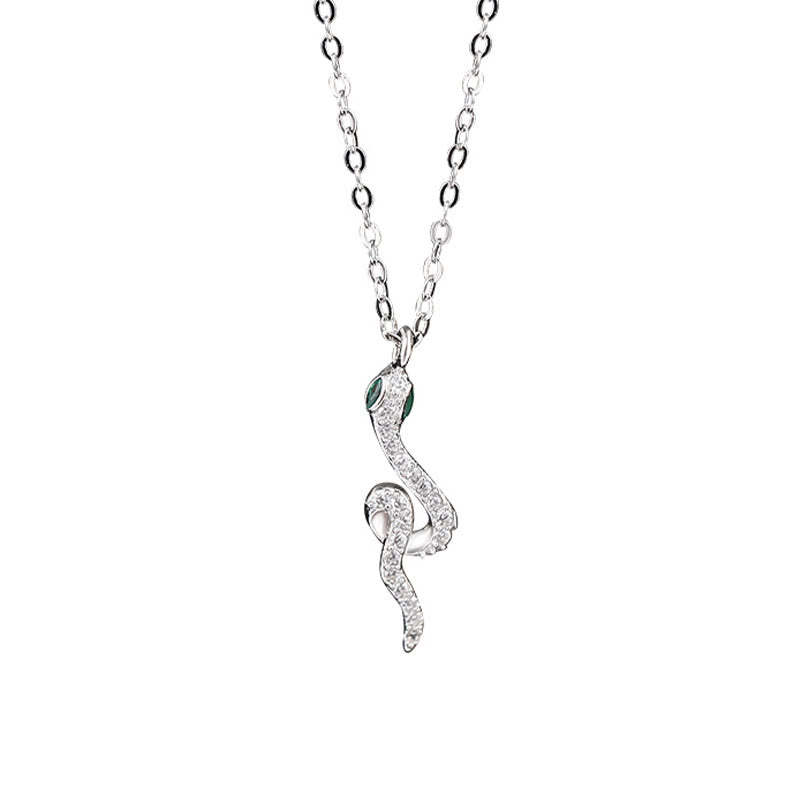 925 Sterling Silver Year Of The Snake Green-eyed Snake Blessing Necklace Pendant