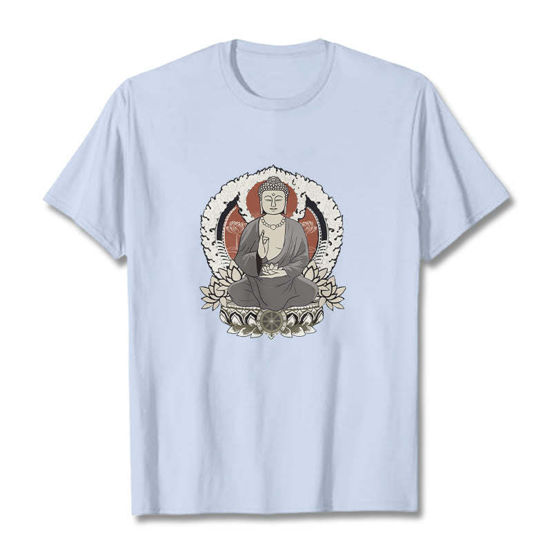 Meditating mystic zen Sitting With Lotus Pattern Tee T-shirt