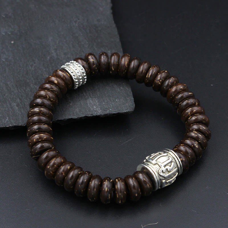 Natural Tibetan Coconut Shell Om Mani Padme Hum Positive Bracelet