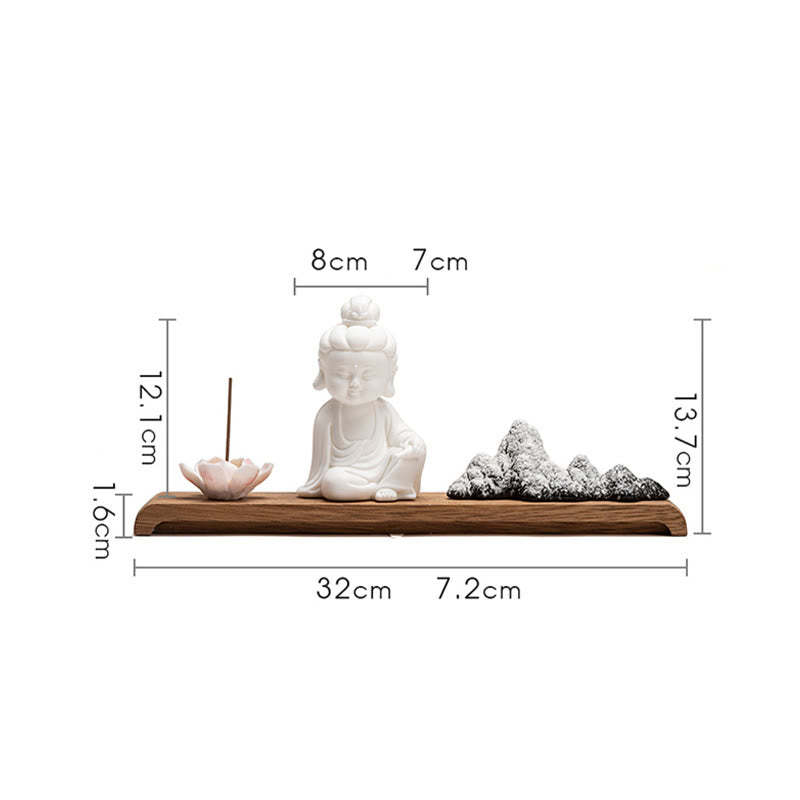 Lotus Flower Tathagata Kwan Yin Avalokitesvara Ksitigarbha Meditation Ceramic Stick Incense Burner Decoration