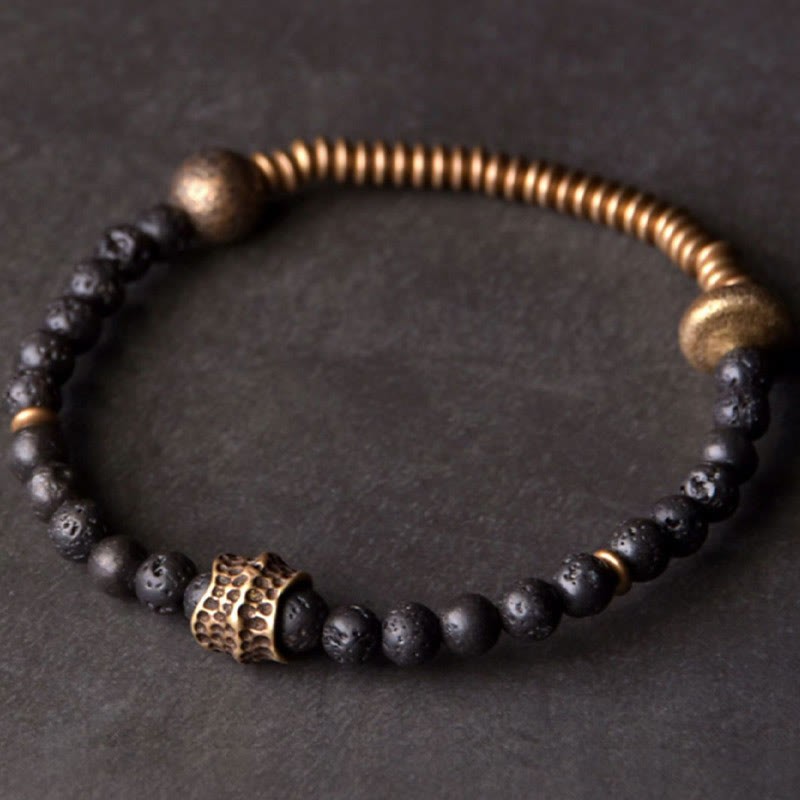 Support Healing Lava Rock Beads Copper Bracelet