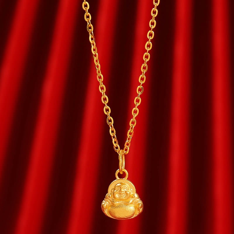 999 Gold Mini Laughing mystic zen Luck Wealth Necklace Pendant