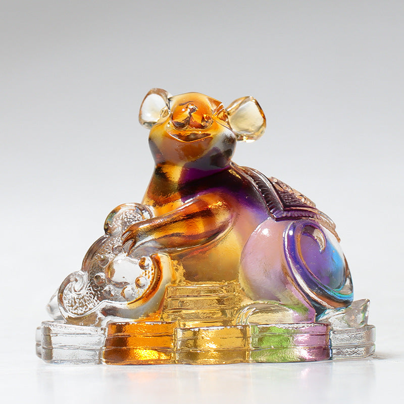 Year of the Dragon Handmade 12 Chinese Zodiac Liuli Crystal Art Piece Protection Home Office Decoration
