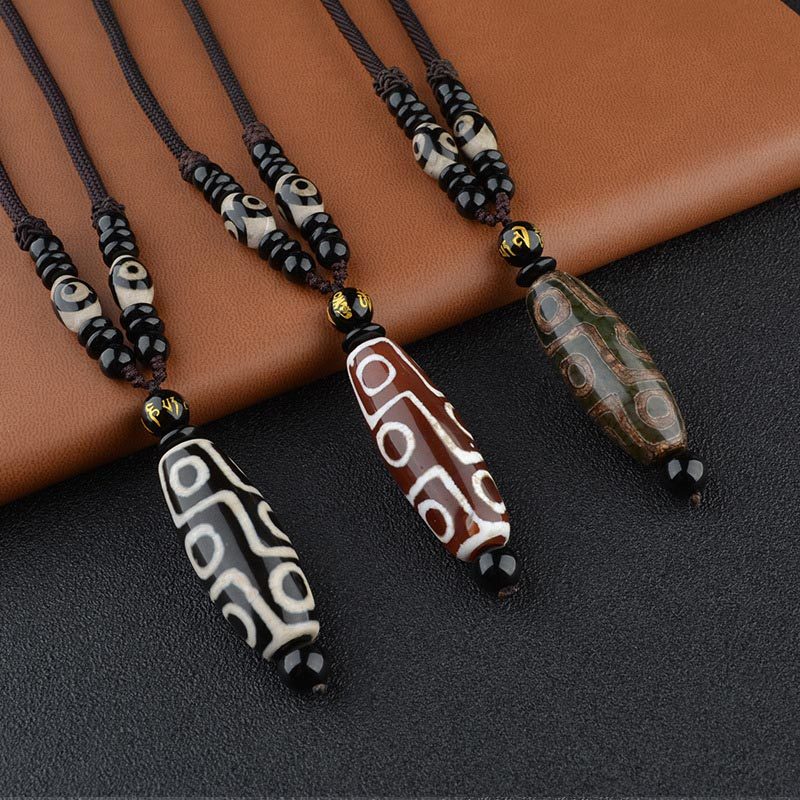 Nine-Eye Dzi Bead Wealth Protection Necklace