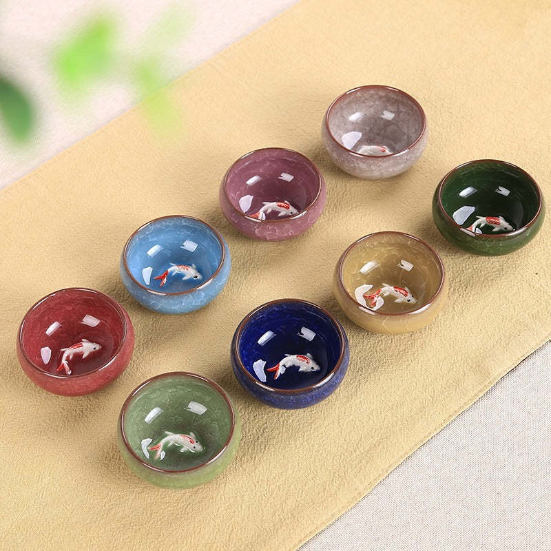 Cute Koi Fish Ceramic Teacup Kung Fu Tea Cup Bowl 45ml