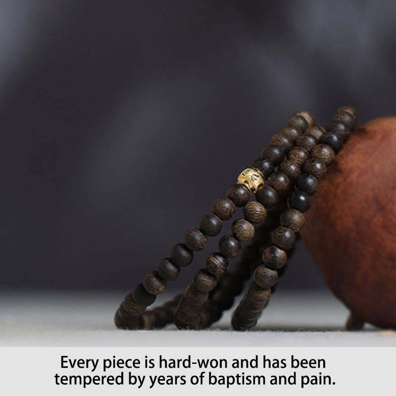 108 Mala Beads 999 Gold Bead Rare 5mm Brunei Black Qinan Agarwood Peace Strength Bracelet