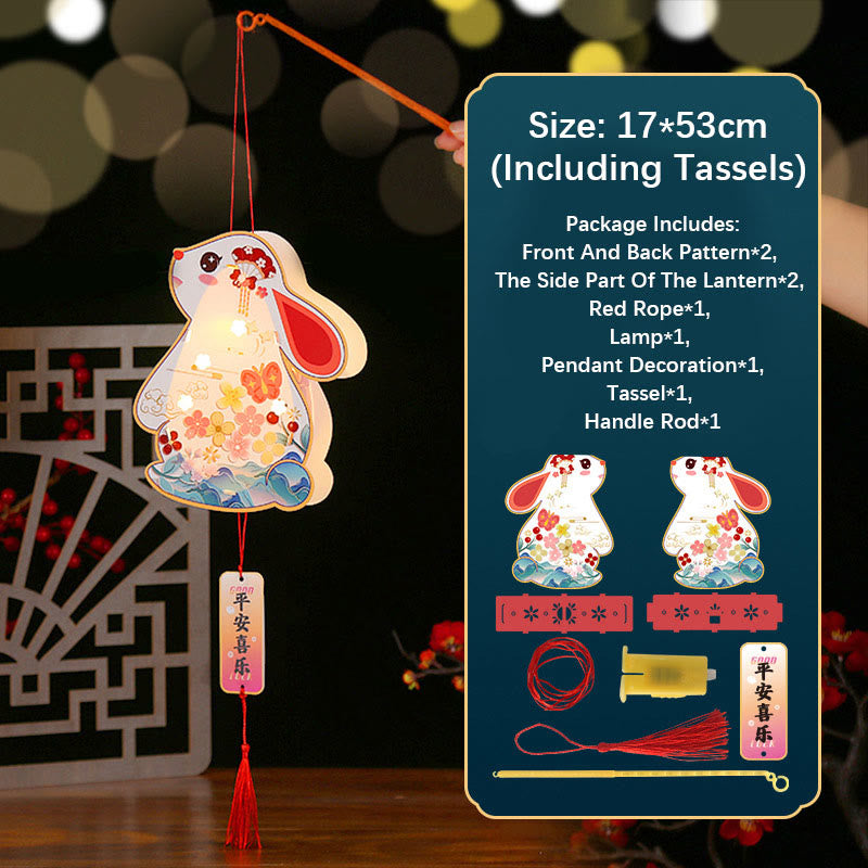 DIY Good Luck Cute Rabbit Paper Lantern Lamp Mid-Autumn Festival Lantern Decoration