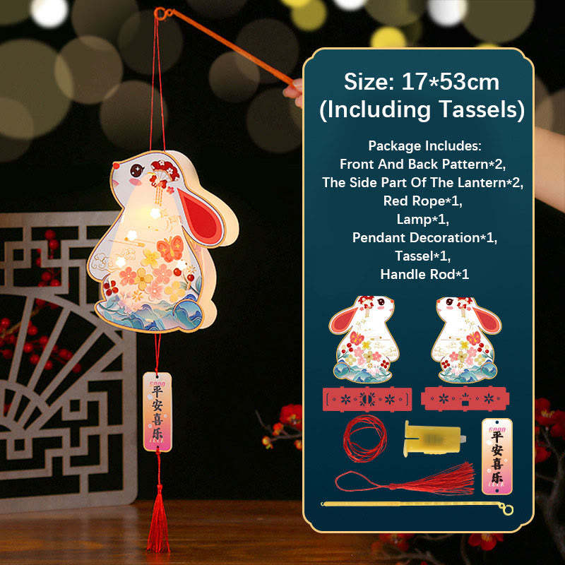 DIY Good Luck Cute Rabbit Paper Lantern Lamp Mid-Autumn Festival Lantern Decoration