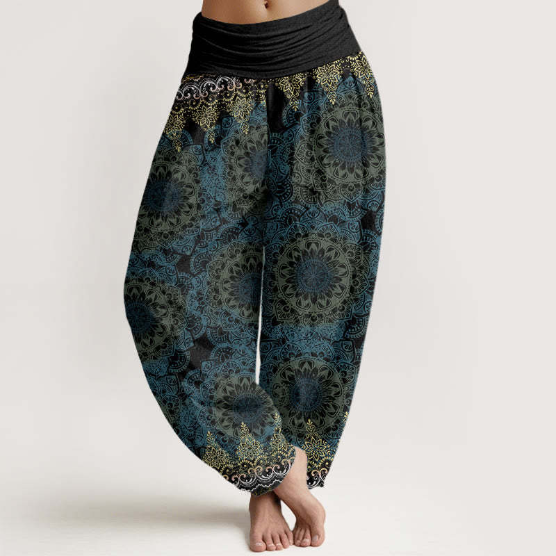 Triangular Mandala Patterns Women's Elastic Waist Harem Pants