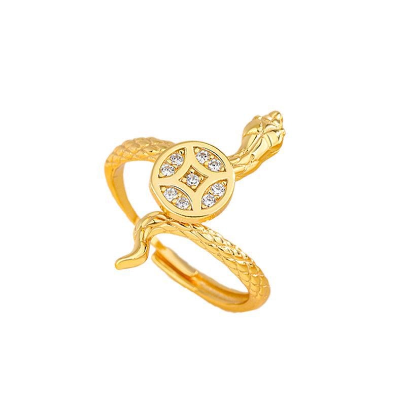 925 Sterling Silver Year Of The Snake Copper Coin Calm Ring