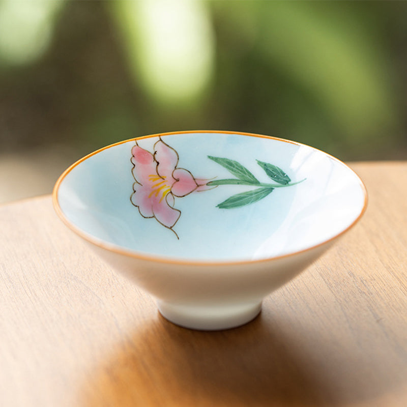Mandala Flower Koi Fish Lotus Bird Persimmons Teacup Kung Fu Tea Cup 50ml