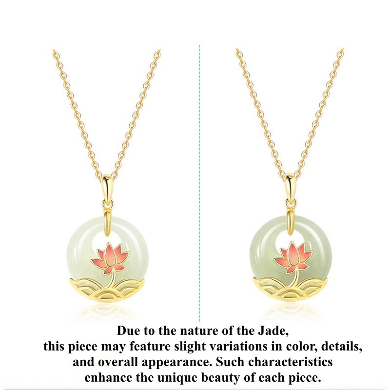 925 Sterling Silver Hetian White Jade Lotus Flower Blessing Necklace Pendant