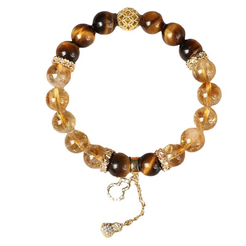 Natural Tiger Eye Citrine Beads Fortune Gourd Strength Bracelet