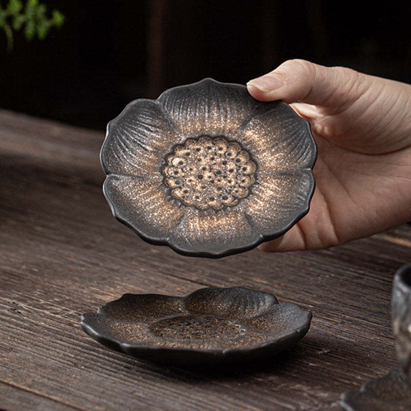 Vintage Lotus Flower Ceramic Cup Mat Pad Tea Cup Coaster Kung Fu Tea Mat