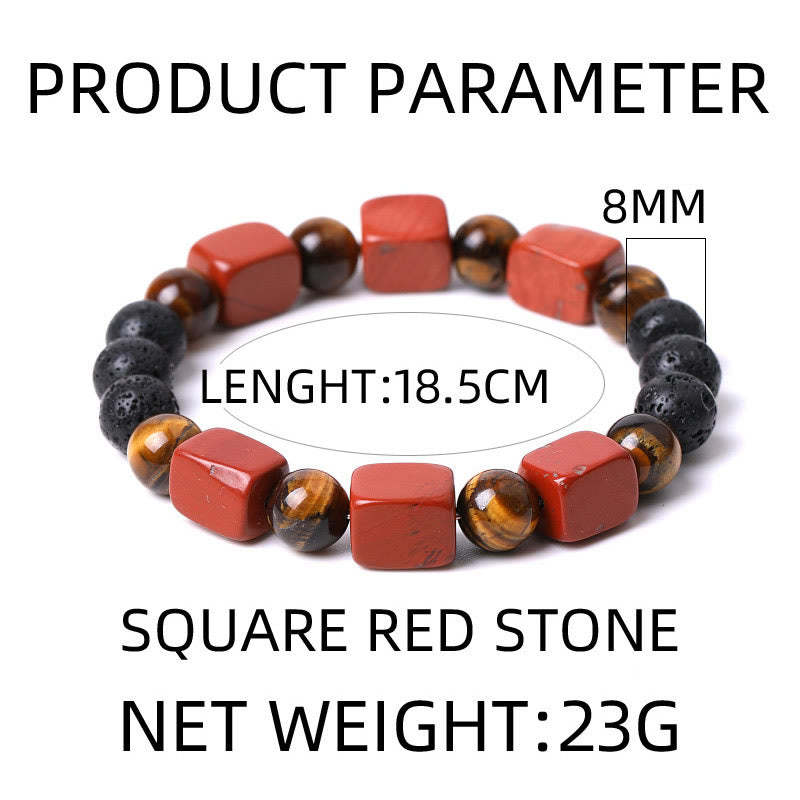 Various Crystals Cube Amethyst Lava Rock Support Bracelet