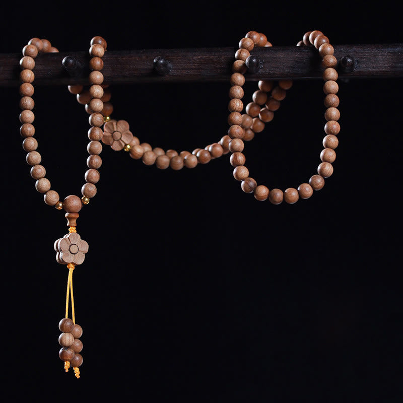 Sandalwood Plum Blossom Charm Healing Mala Bracelet