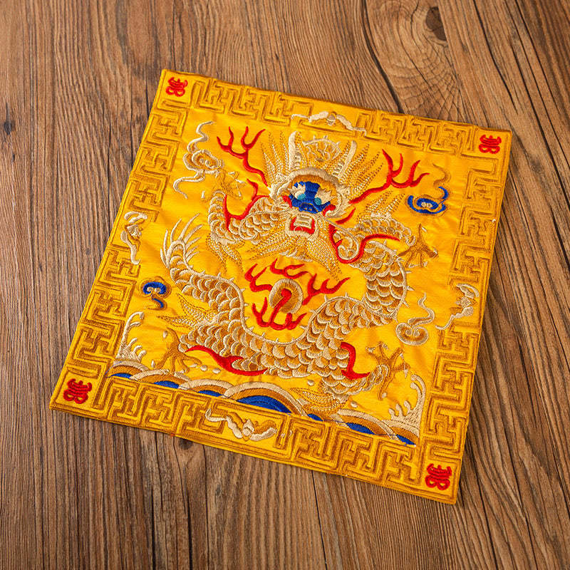 Phoenix Dragon Kirin Embroidery Cup Mat Pad Tea Cup Coaster Kung Fu Tea Mat
