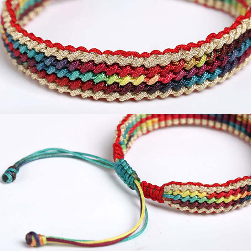 Tibet Handmade Rainbow Multicolored Protection Braided String Bracelet