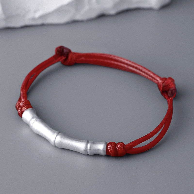 999 Sterling Silver Bone Pattern Luck Rope Braided Bracelet
