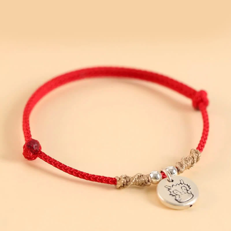 Handmade 999 Sterling Silver Year of the Dragon Cute Chinese Zodiac Luck Braided Bracelet (Extra 30% Off | USE CODE: FS30)