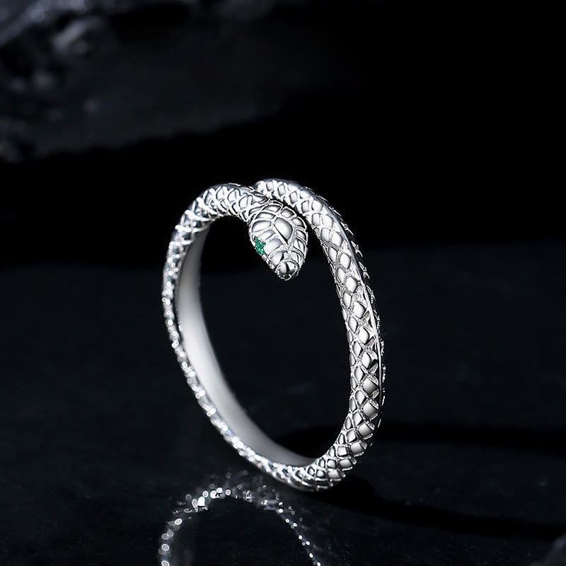 999 Sterling Silver Adjustable Snake-shaped Wrap Open Year Of The Snake Blessing Calm Ring