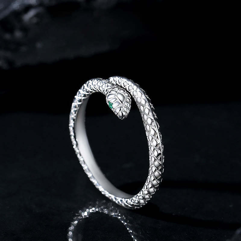 999 Sterling Silver Adjustable Snake-shaped Wrap Open Year Of The Snake Blessing Calm Ring