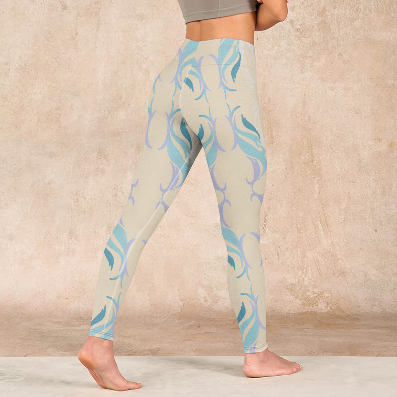 Blue Purple Green Lines Gym Leggings Women's Yoga Pants