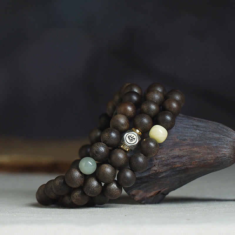 925 Sterling Silver Chinese Zodiac Natal mystic zen Kalimantan Agarwood Jade Amber 999 Gold Red Agate Balance Bracelet